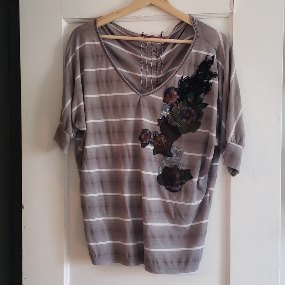 Gray floral shirt